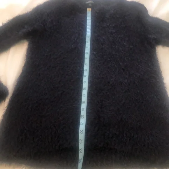 Express eyelash long sleeve sweater dark maroon purple and black high low front - Picture 3 of 9